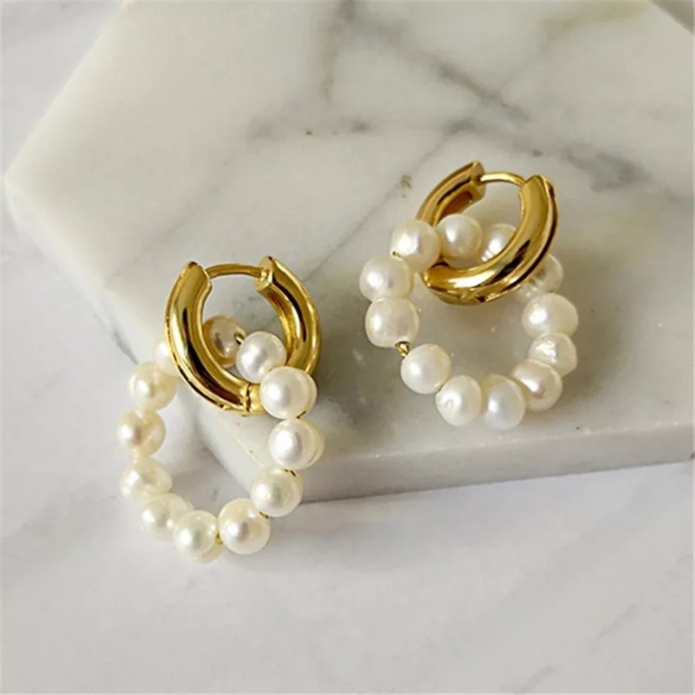 🌟NEW🌟 Gold Double Pear Hoop Earrings 18k Gold